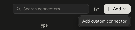 Claude · Settings → Connectors → + Add