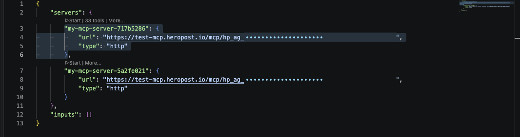 VS Code · your user mcp.json (links hidden)