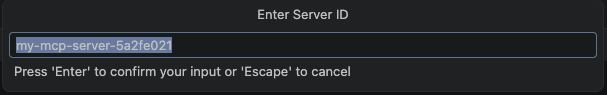VS Code · Enter Server ID