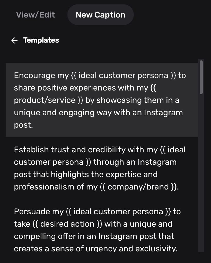 HeroAI caption template library